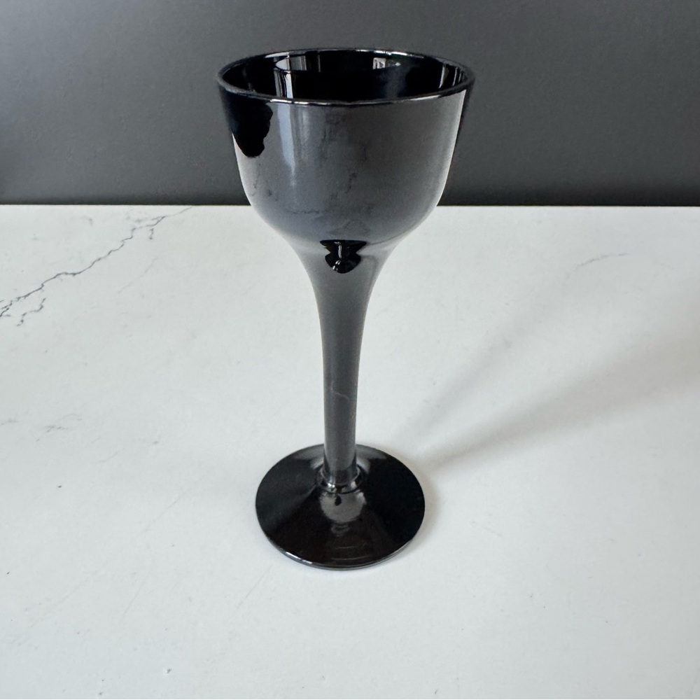Vintage 70s Royal Krona of Sweden Black Dessert Wine Glasses, Scandinavian